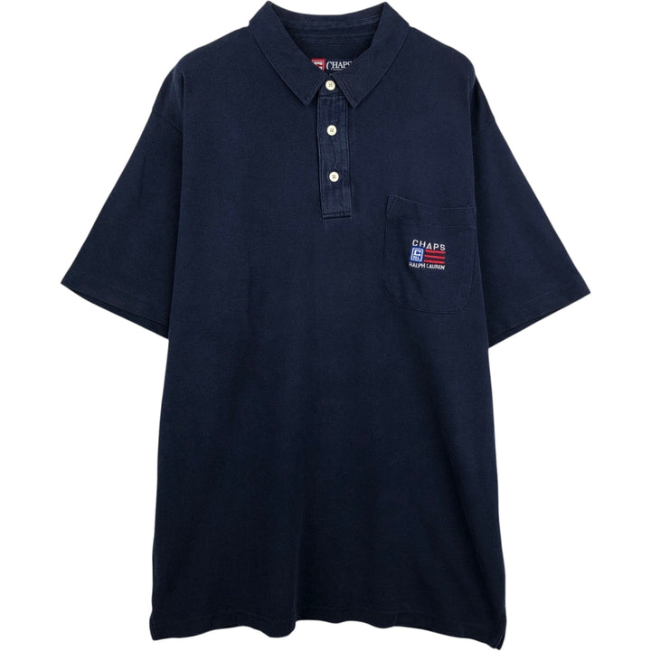 Ralph Lauren CHAPS Short-Sleeve Polo Shirt, Men's Size XL (approx.) cotton navy blue type Vintage Second Hand