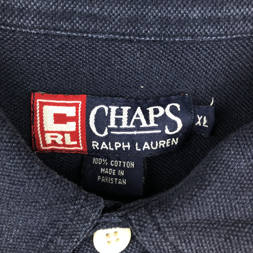 Ralph Lauren CHAPS Short-Sleeve Polo Shirt, Men's Size XL (approx.) cotton navy blue type Vintage Second Hand