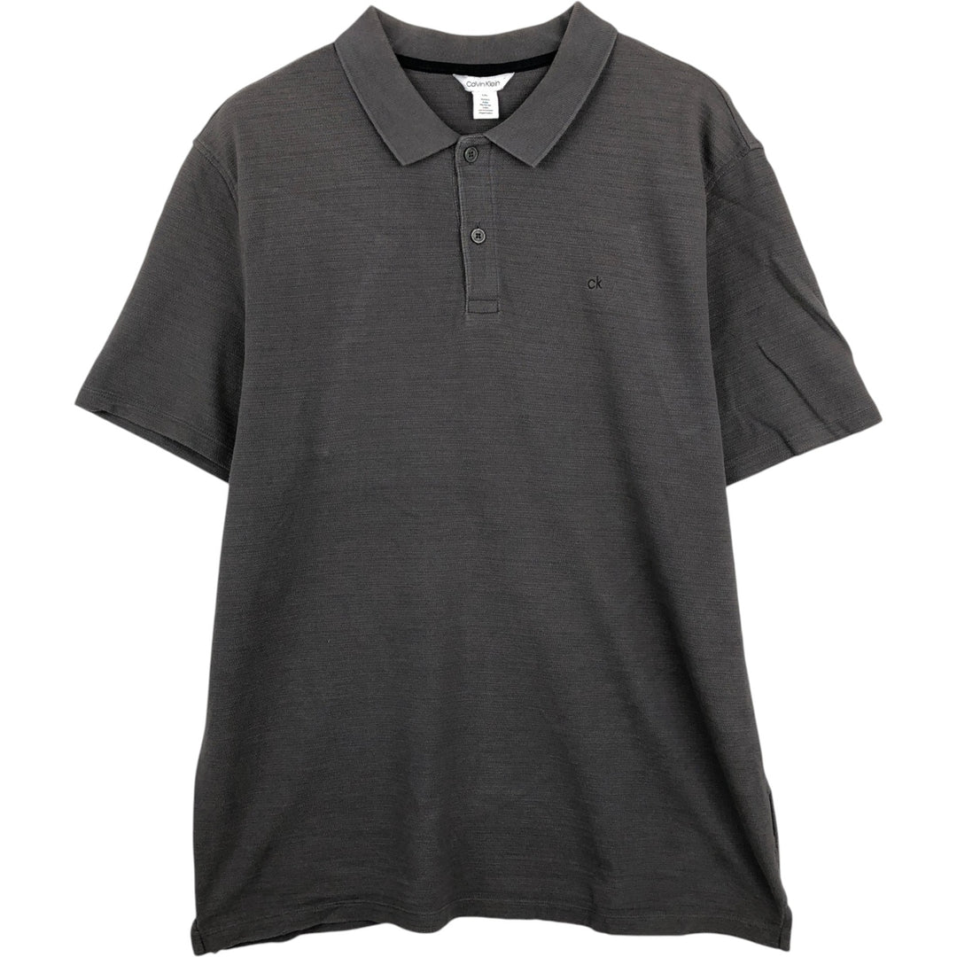 Calvin Klein short-sleeved polo shirt, men's size L (approx.) cotton Charcoal Vintage Second Hand
