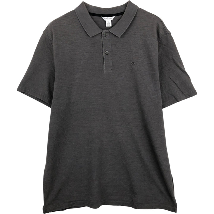 Calvin Klein short-sleeved polo shirt, men's size L (approx.) cotton Charcoal Vintage Second Hand