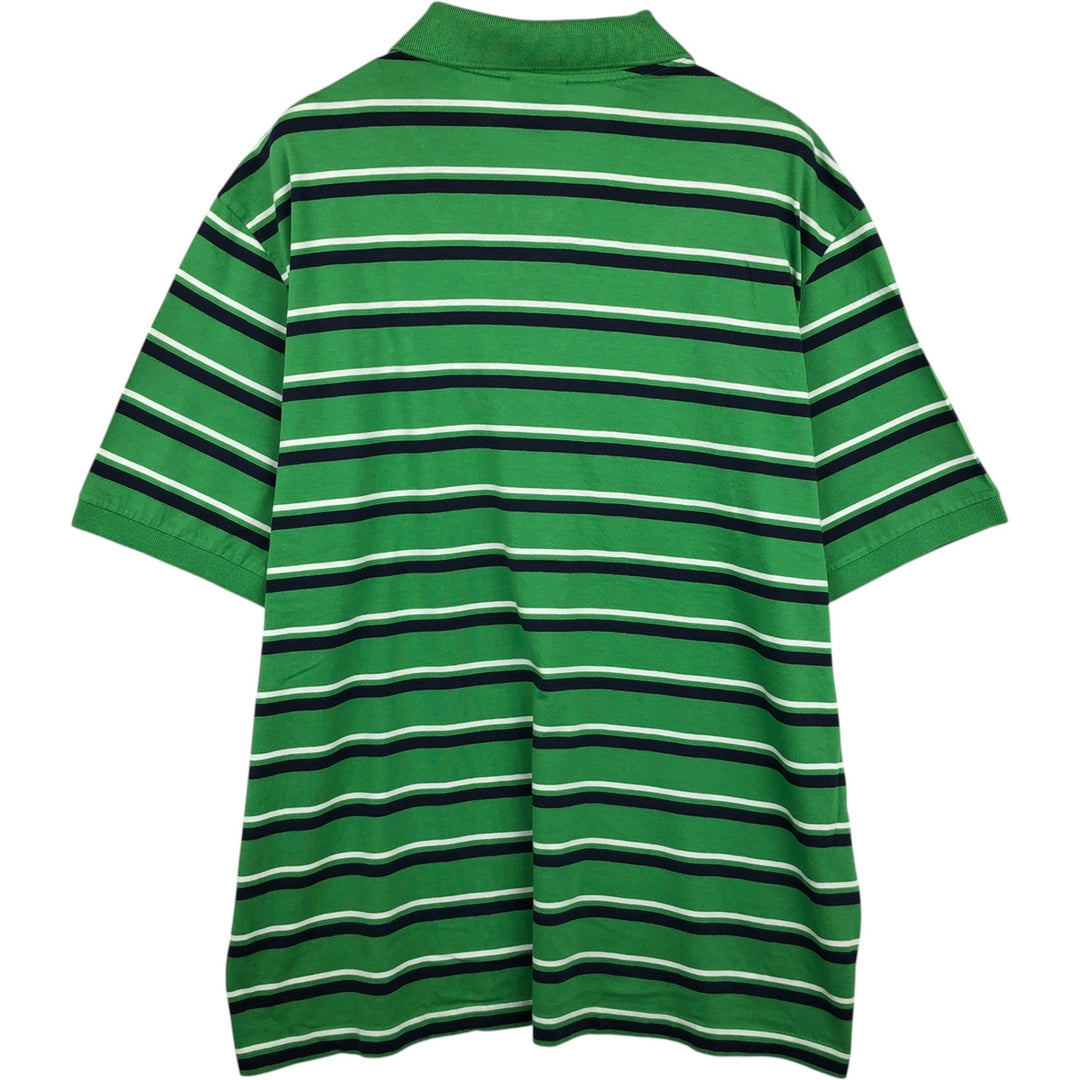 Lacoste (LACOSTE) French design, multi-stripe short-sleeved polo shirt, size 8 (equivalent to men's XXL). cotton green type Vintage Second Hand