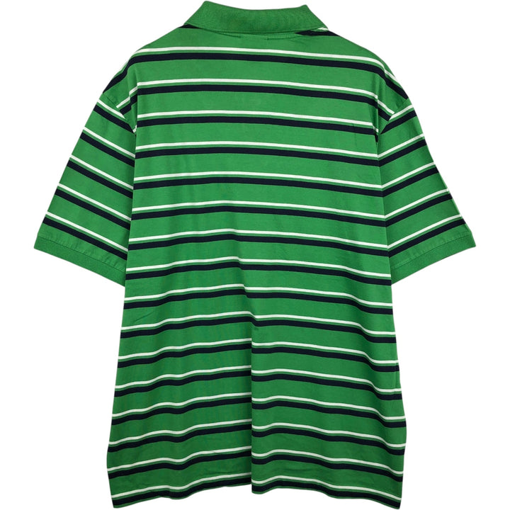 Lacoste (LACOSTE) French design, multi-stripe short-sleeved polo shirt, size 8 (equivalent to men's XXL). cotton green type Vintage Second Hand