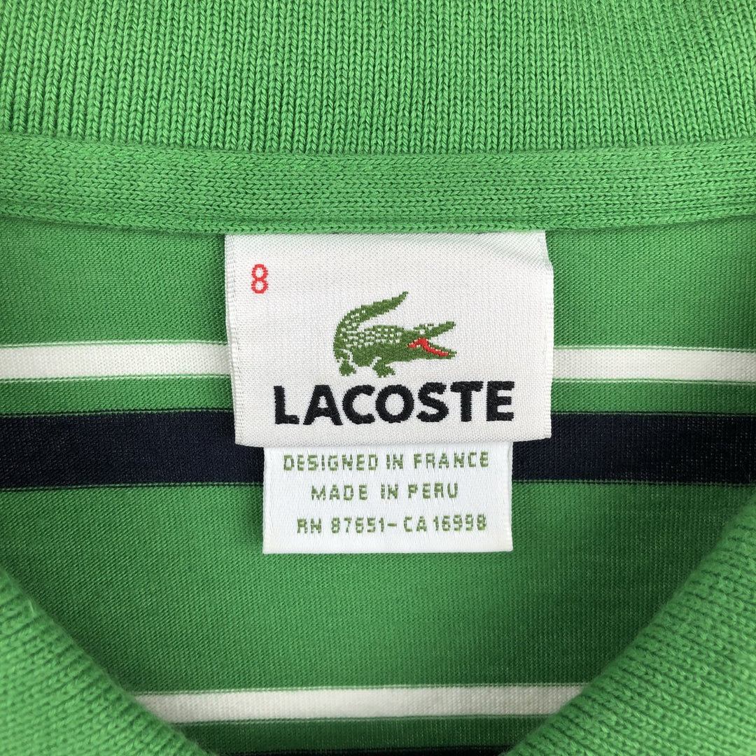 Lacoste (LACOSTE) French design, multi-stripe short-sleeved polo shirt, size 8 (equivalent to men's XXL). cotton green type Vintage Second Hand