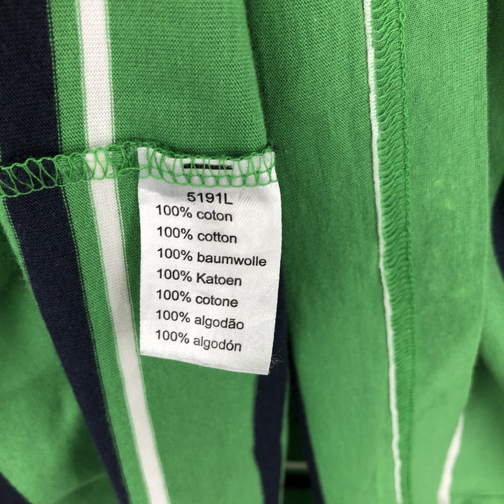 Lacoste (LACOSTE) French design, multi-stripe short-sleeved polo shirt, size 8 (equivalent to men's XXL). cotton green type Vintage Second Hand
