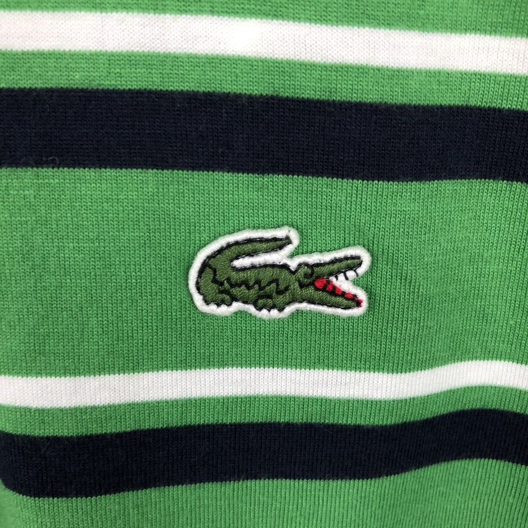 Lacoste (LACOSTE) French design, multi-stripe short-sleeved polo shirt, size 8 (equivalent to men's XXL). cotton green type Vintage Second Hand