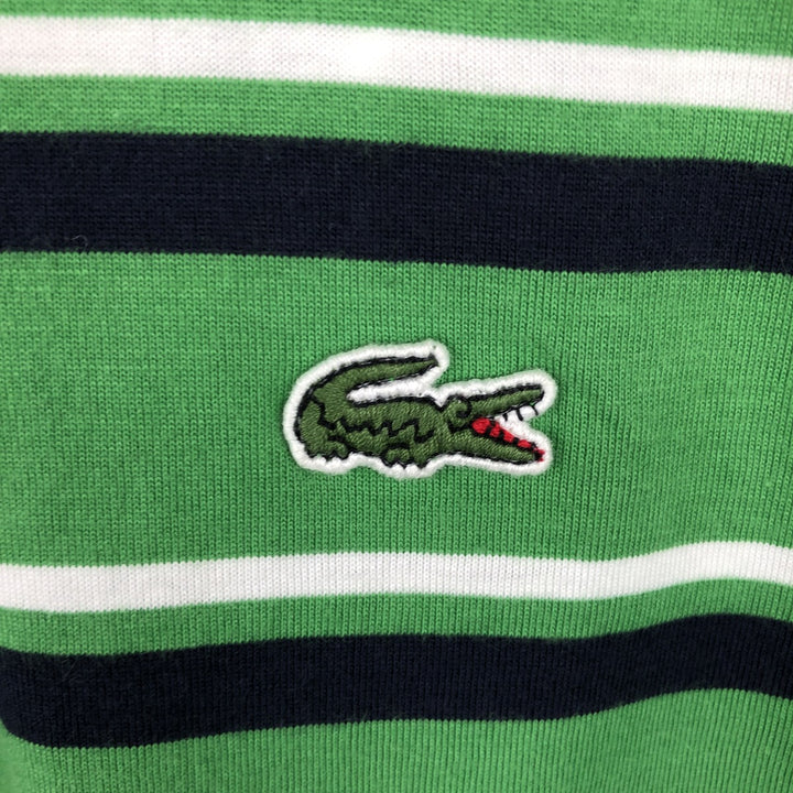 Lacoste (LACOSTE) French design, multi-stripe short-sleeved polo shirt, size 8 (equivalent to men's XXL). cotton green type Vintage Second Hand