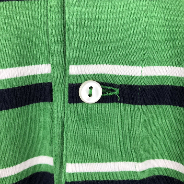 Lacoste (LACOSTE) French design, multi-stripe short-sleeved polo shirt, size 8 (equivalent to men's XXL). cotton green type Vintage Second Hand