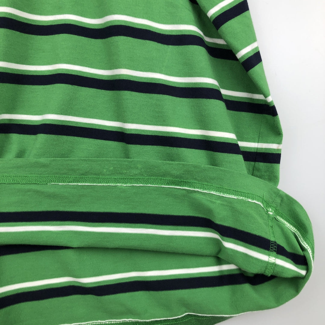 Lacoste (LACOSTE) French design, multi-stripe short-sleeved polo shirt, size 8 (equivalent to men's XXL). cotton green type Vintage Second Hand