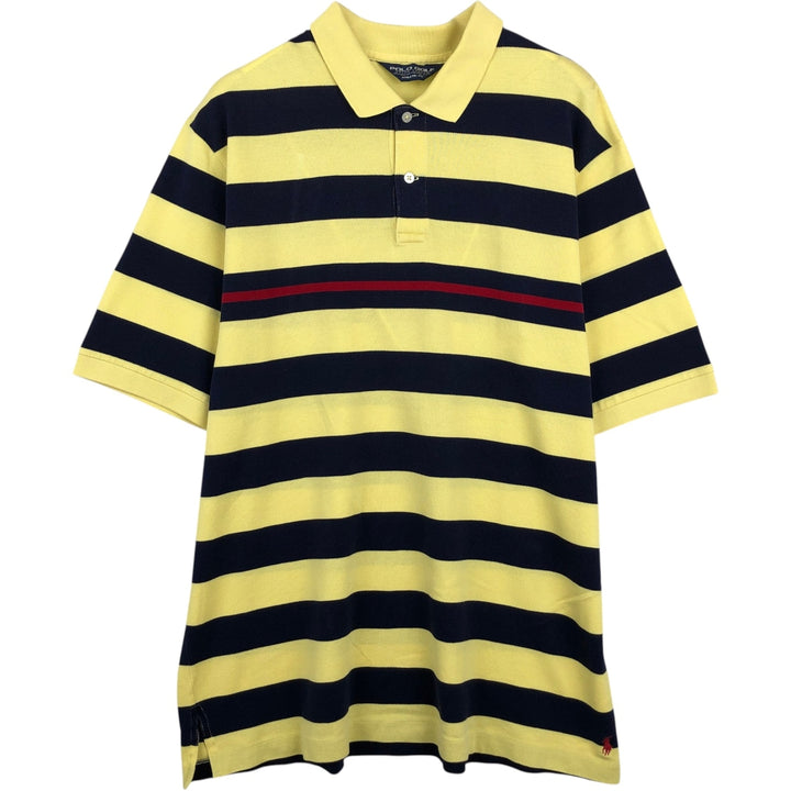 Ralph Lauren POLO GOLF Short Sleeve Striped Polo Shirt Men's XL Pima Cotton yellow type Vintage Second Hand
