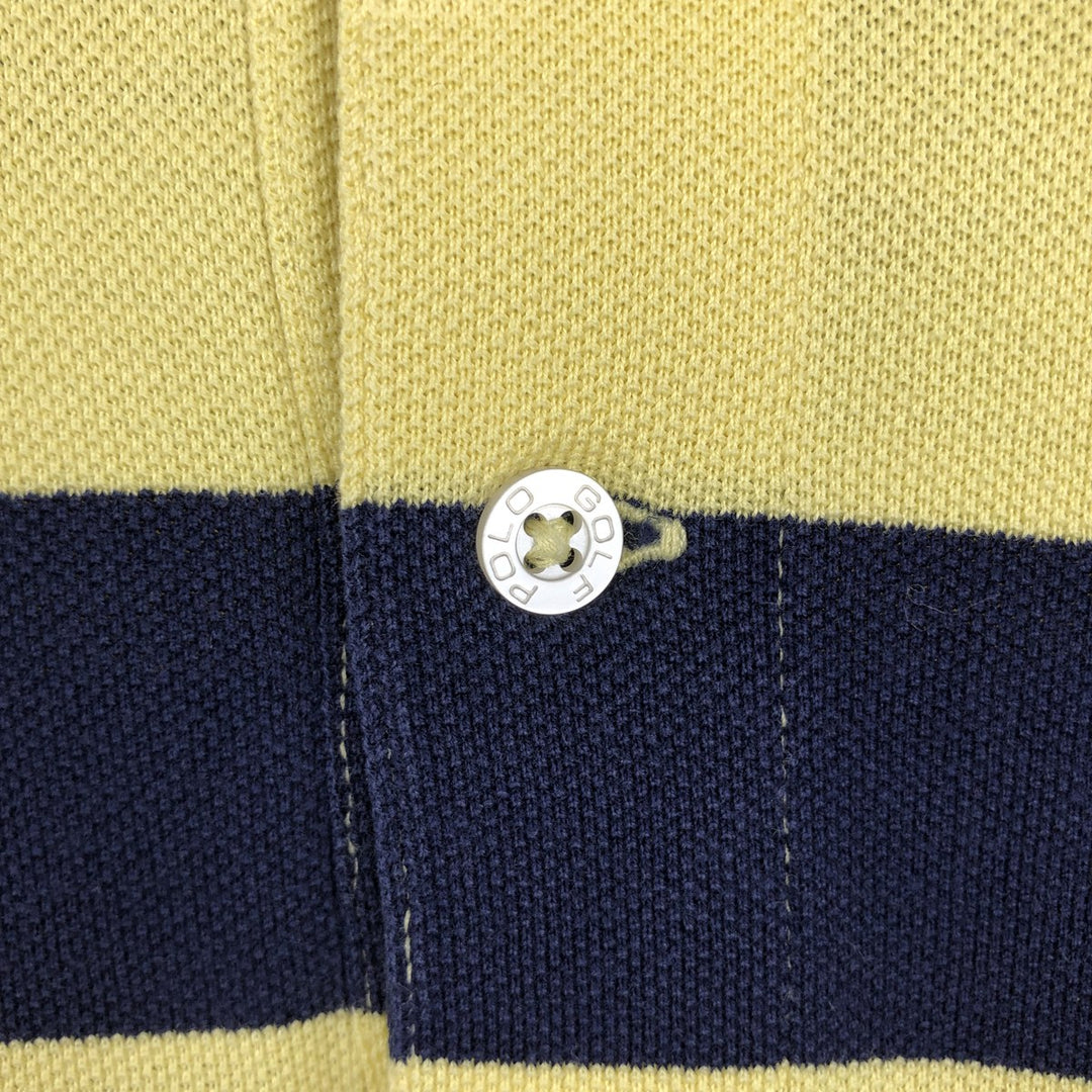 Ralph Lauren POLO GOLF Short Sleeve Striped Polo Shirt Men's XL Pima Cotton yellow type Vintage Second Hand