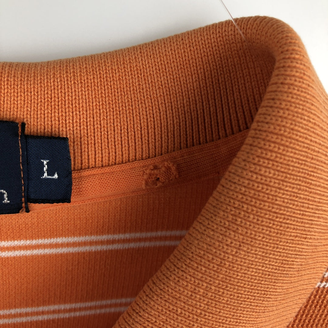 Ralph Lauren POLO by Ralph Lauren short sleeve striped polo shirt, men's size L cotton orange type Vintage Second Hand