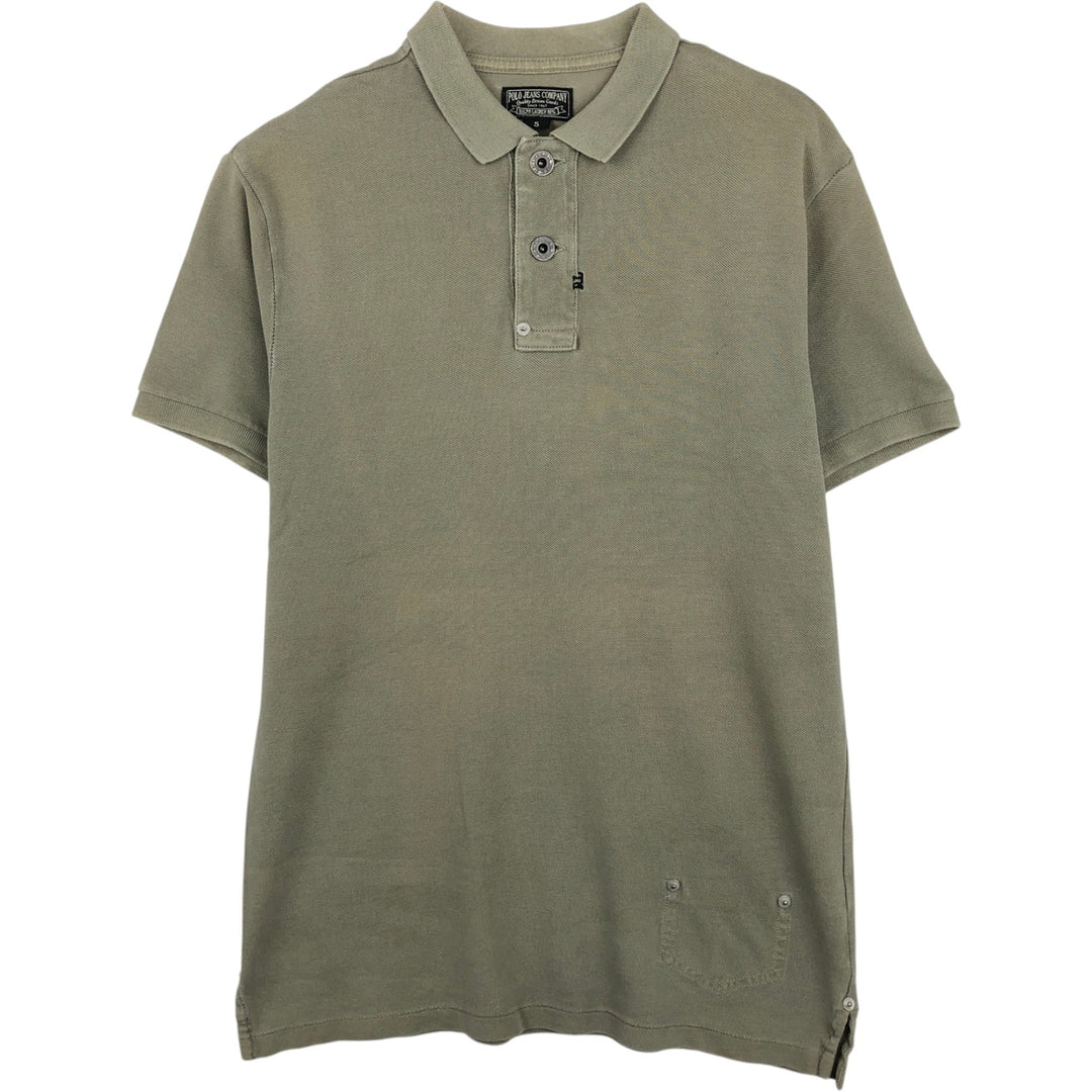 Ralph Lauren POLO JEANS COMPANY Short-Sleeve Polo Shirt, Men's Size S (approx.) cotton Khaki type Vintage Second Hand