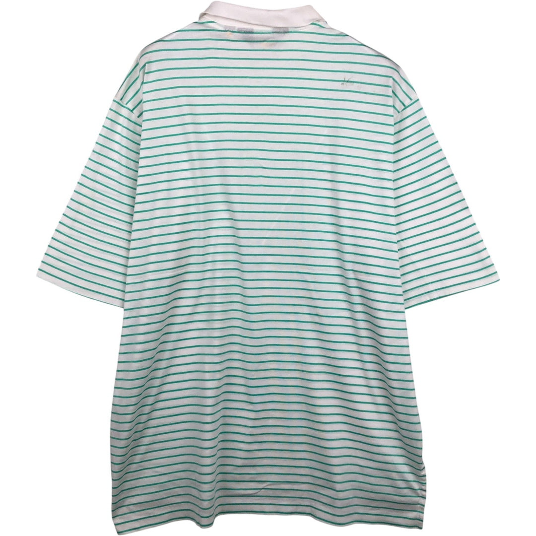 Vintage 1990'S Ralph Lauren POLO GOLF short-sleeved striped polo shirt, men's size L (approx.). cotton white type Vintage Second Hand