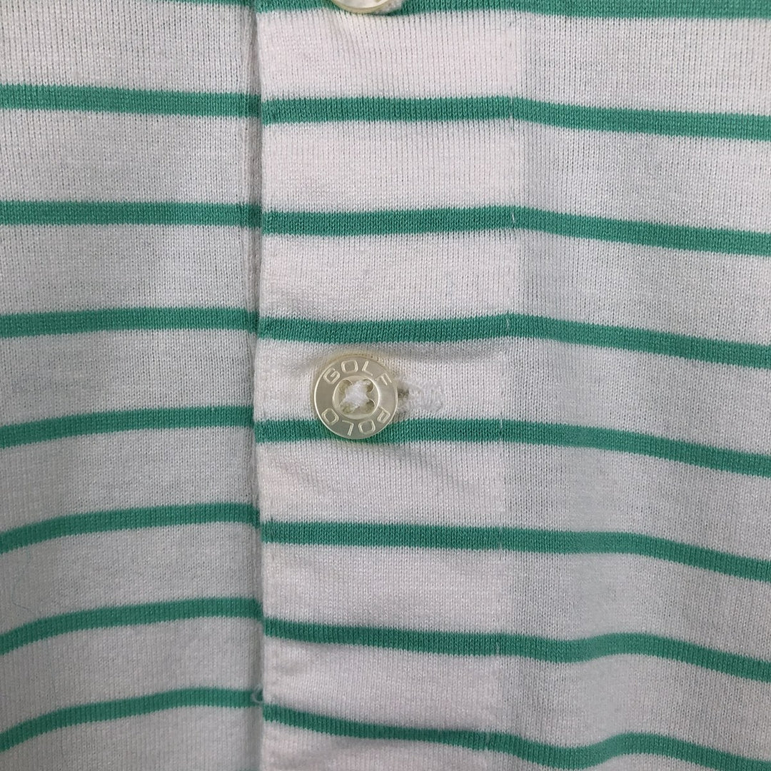 Vintage 1990'S Ralph Lauren POLO GOLF short-sleeved striped polo shirt, men's size L (approx.). cotton white type Vintage Second Hand