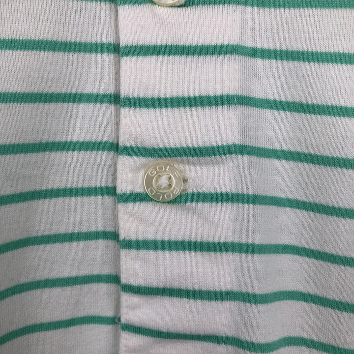 Vintage 1990'S Ralph Lauren POLO GOLF short-sleeved striped polo shirt, men's size L (approx.). cotton white type Vintage Second Hand