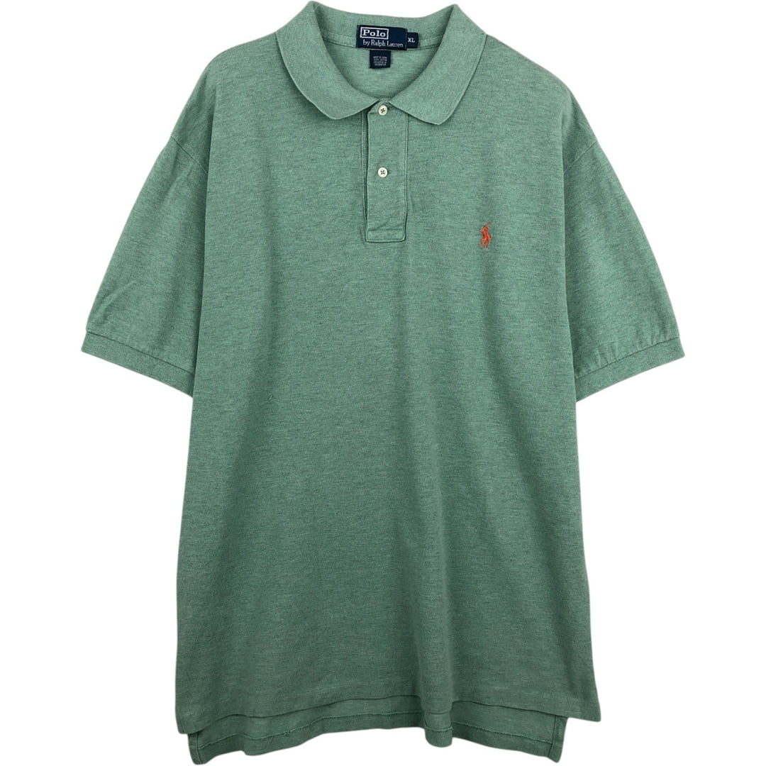 Ralph Lauren POLO by Ralph Lauren short sleeve polo shirt, men's XL size cotton green type yellow green Vintage Second Hand
