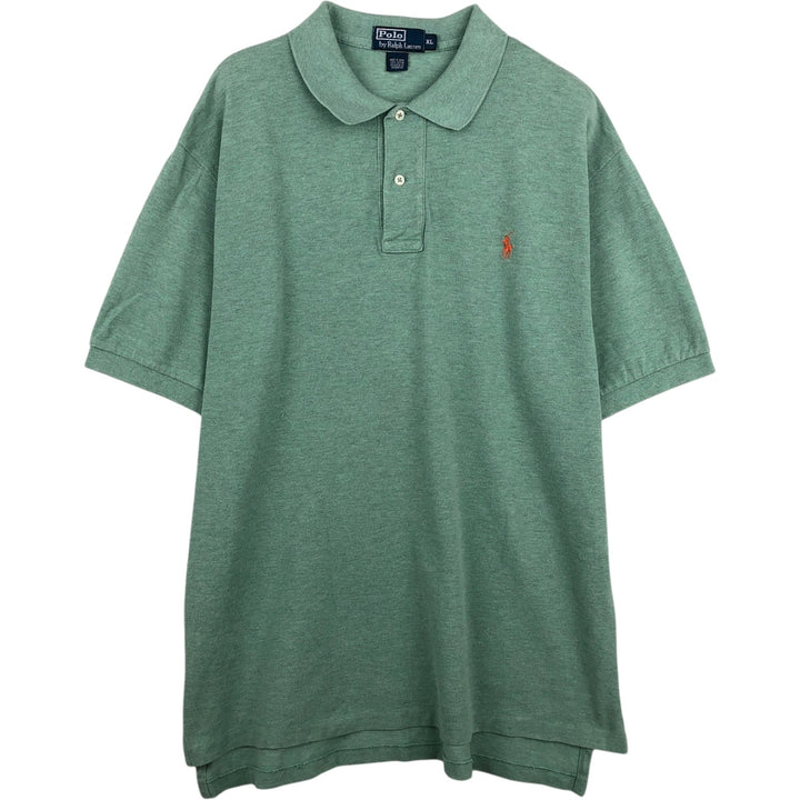 Ralph Lauren POLO by Ralph Lauren short sleeve polo shirt, men's XL size cotton green type yellow green Vintage Second Hand