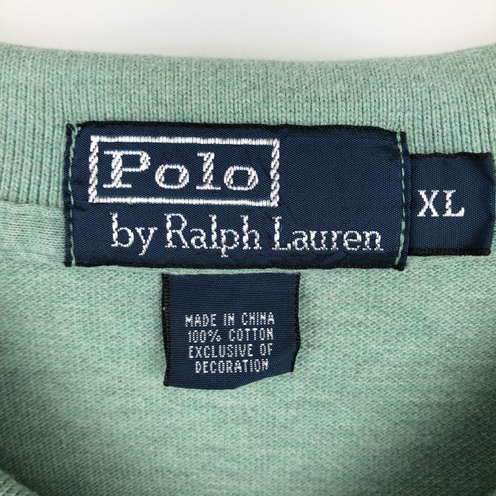 Ralph Lauren POLO by Ralph Lauren short sleeve polo shirt, men's XL size cotton green type yellow green Vintage Second Hand