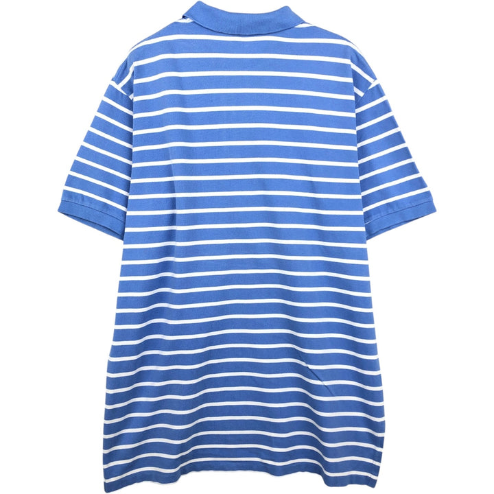 Ralph Lauren POLO by Ralph Lauren short sleeve striped polo shirt, men's XL size cotton Blue type light blue Vintage Second Hand