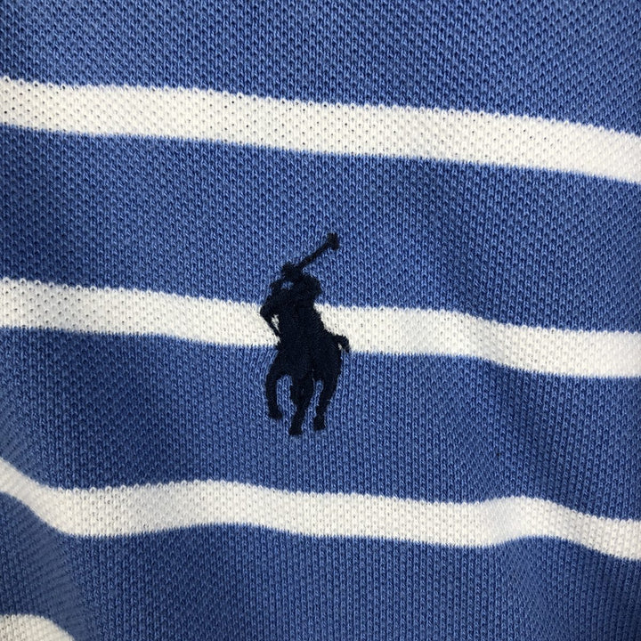 Ralph Lauren POLO by Ralph Lauren short sleeve striped polo shirt, men's XL size cotton Blue type light blue Vintage Second Hand