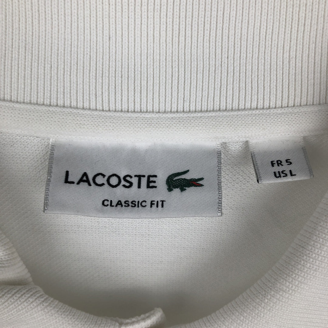 Lacoste Classic Fit short sleeve polo shirt, men's size L cotton white type Vintage Second Hand