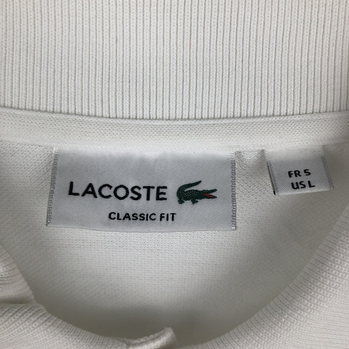 Lacoste Classic Fit short sleeve polo shirt, men's size L cotton white type Vintage Second Hand
