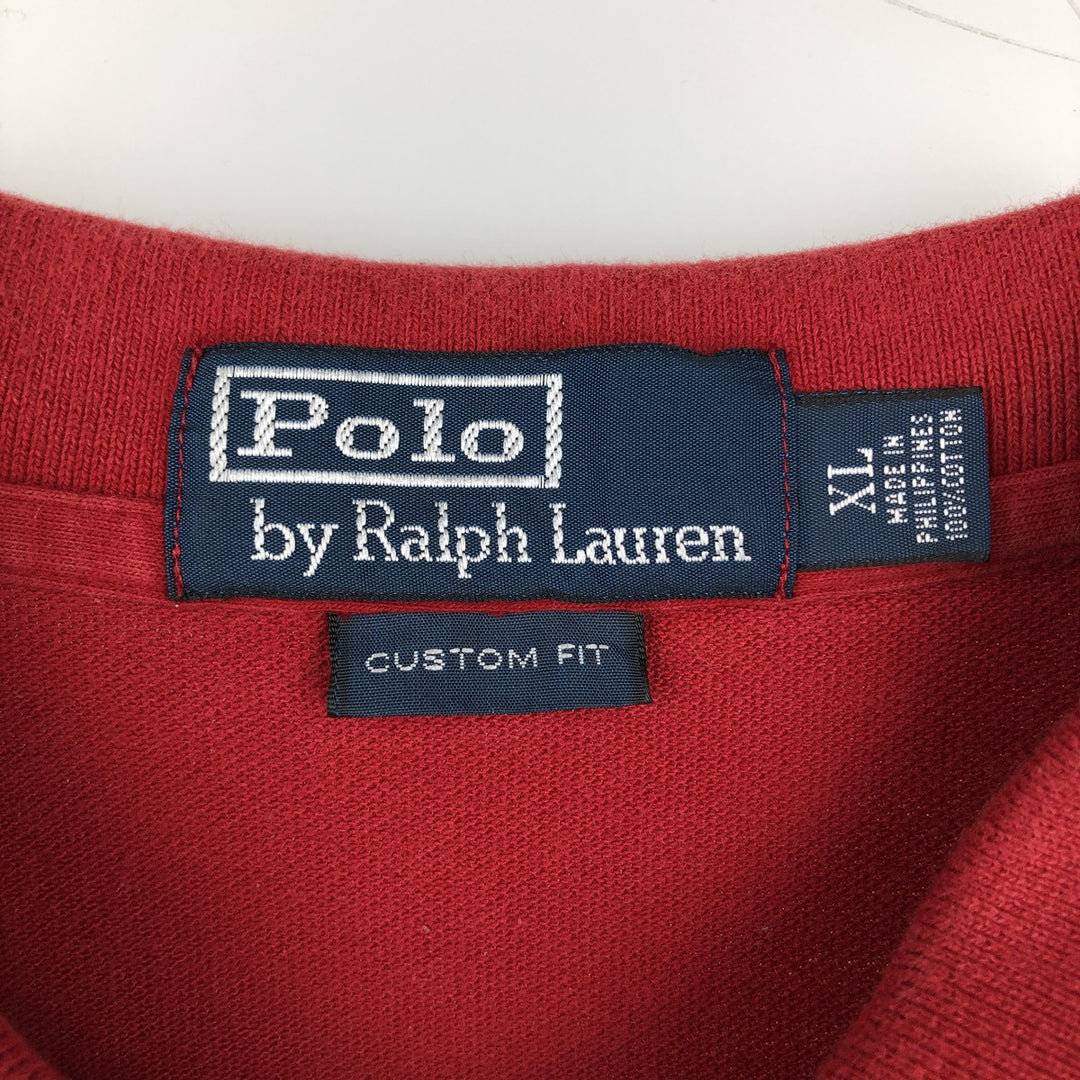 Ralph Lauren POLO by Ralph Lauren CUSTOM FIT short sleeve polo shirt, men's XL size cotton red type Vintage Second Hand