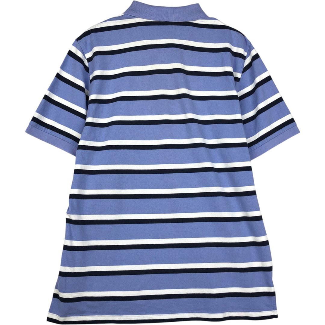 Brooks Brothers Est.1818 Short-Sleeve Striped Polo Shirt, Men's Size L (approx.) cotton Blue type light blue Vintage Second Hand