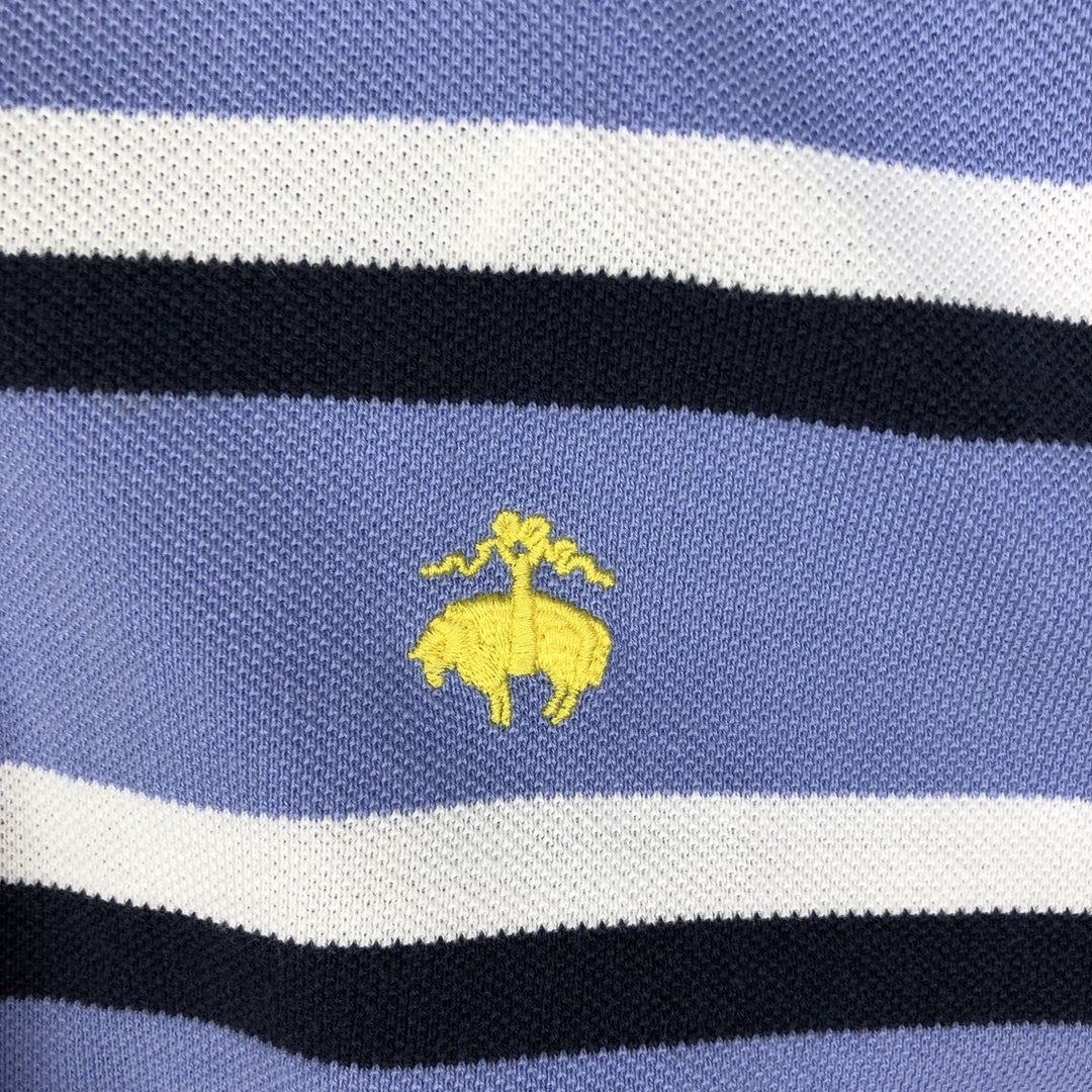 Brooks Brothers Est.1818 Short-Sleeve Striped Polo Shirt, Men's Size L (approx.) cotton Blue type light blue Vintage Second Hand