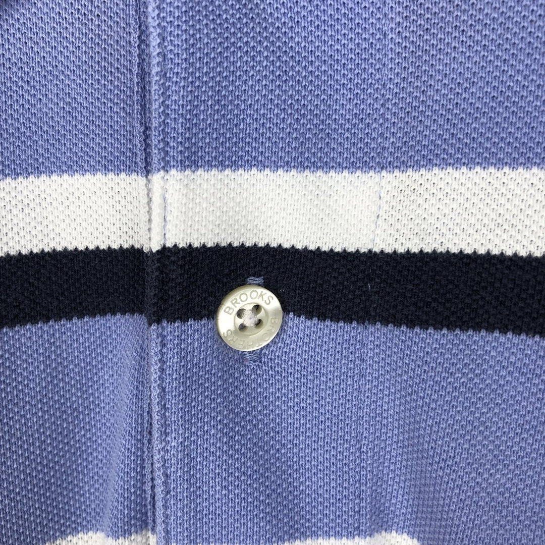 Brooks Brothers Est.1818 Short-Sleeve Striped Polo Shirt, Men's Size L (approx.) cotton Blue type light blue Vintage Second Hand