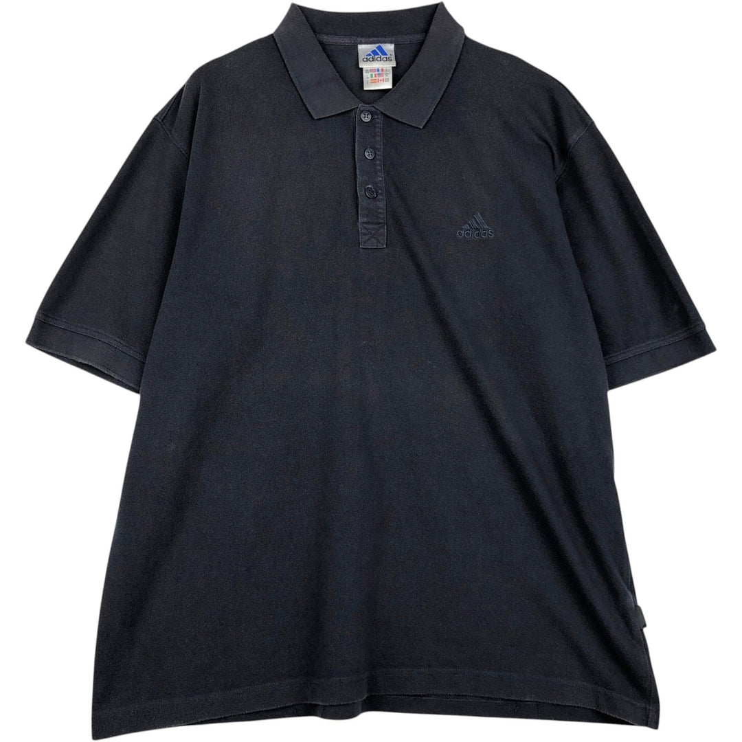2000'S Adidas short-sleeved polo shirt, men's size XL (approx.) cotton navy blue type Vintage Second Hand