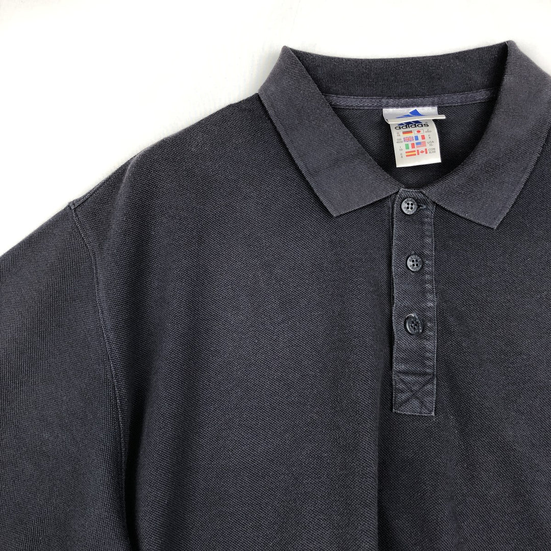 2000'S Adidas short-sleeved polo shirt, men's size XL (approx.) cotton navy blue type Vintage Second Hand
