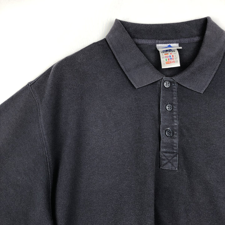 2000'S Adidas short-sleeved polo shirt, men's size XL (approx.) cotton navy blue type Vintage Second Hand