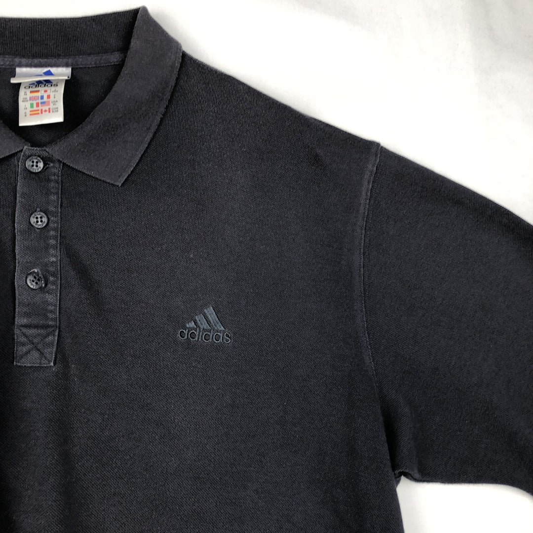 2000'S Adidas short-sleeved polo shirt, men's size XL (approx.) cotton navy blue type Vintage Second Hand