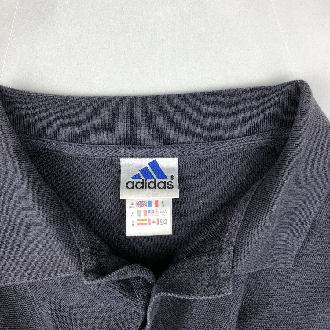 2000'S Adidas short-sleeved polo shirt, men's size XL (approx.) cotton navy blue type Vintage Second Hand