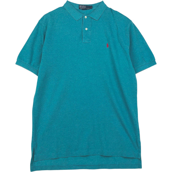 Ralph Lauren POLO by Ralph Lauren short sleeve polo shirt, men's size L cotton turquoise blue Vintage Second Hand