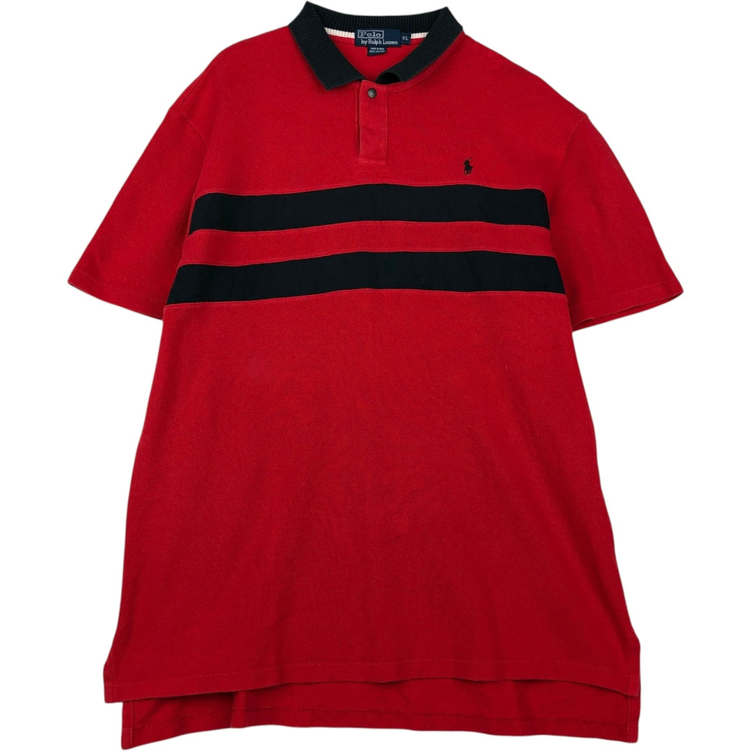 Ralph Lauren POLO by Ralph Lauren short sleeve polo shirt, men's XL size cotton red type Vintage Second Hand