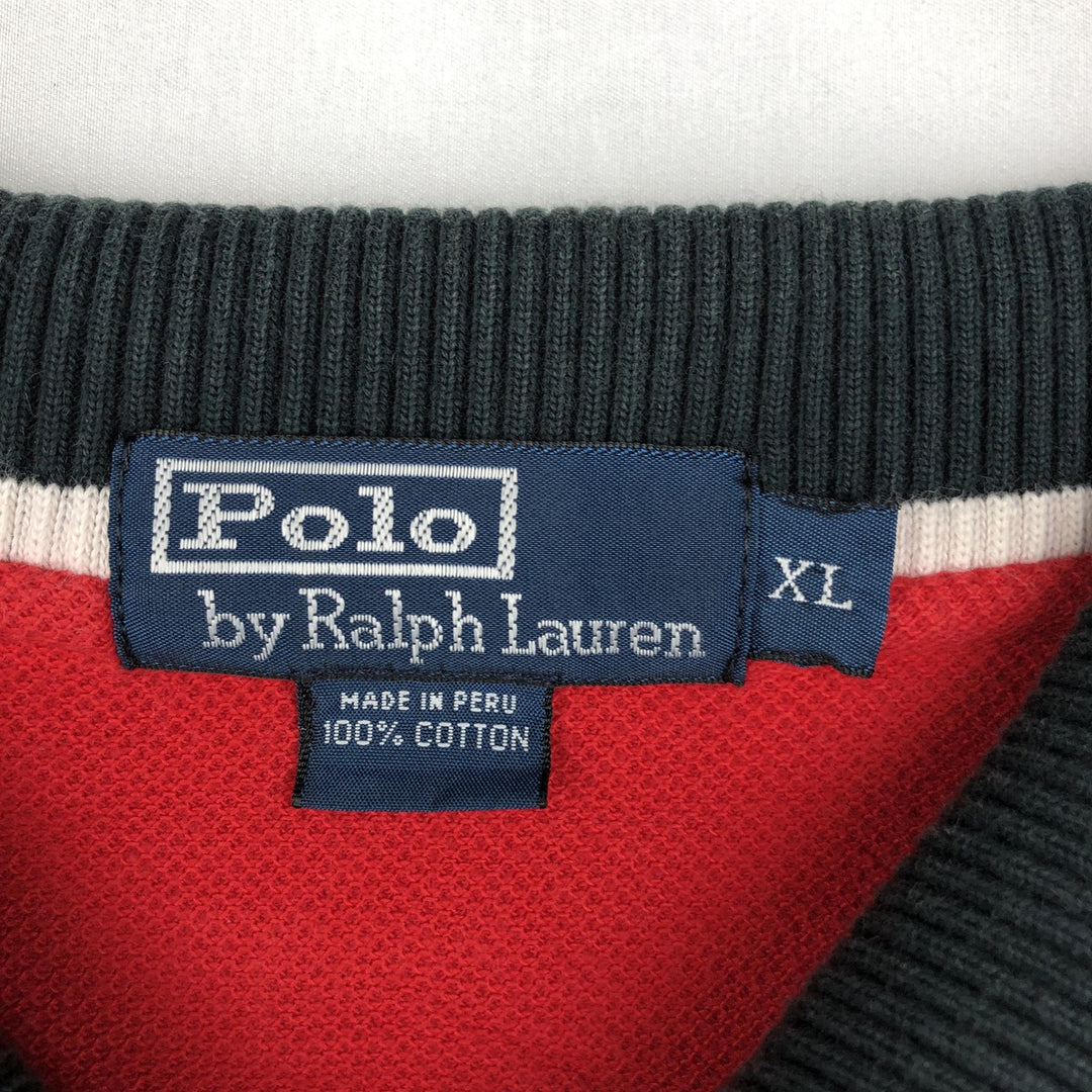 Ralph Lauren POLO by Ralph Lauren short sleeve polo shirt, men's XL size cotton red type Vintage Second Hand