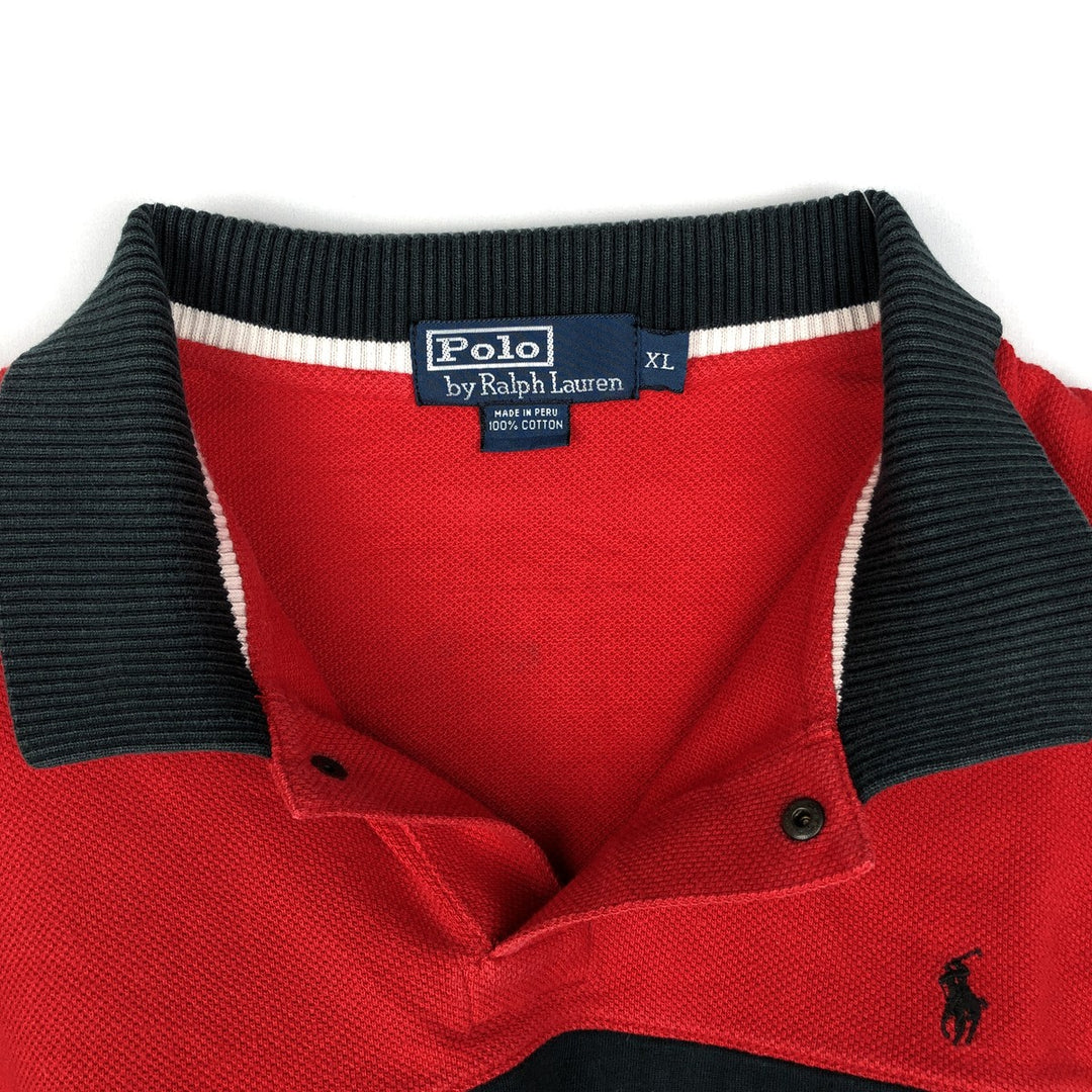 Ralph Lauren POLO by Ralph Lauren short sleeve polo shirt, men's XL size cotton red type Vintage Second Hand