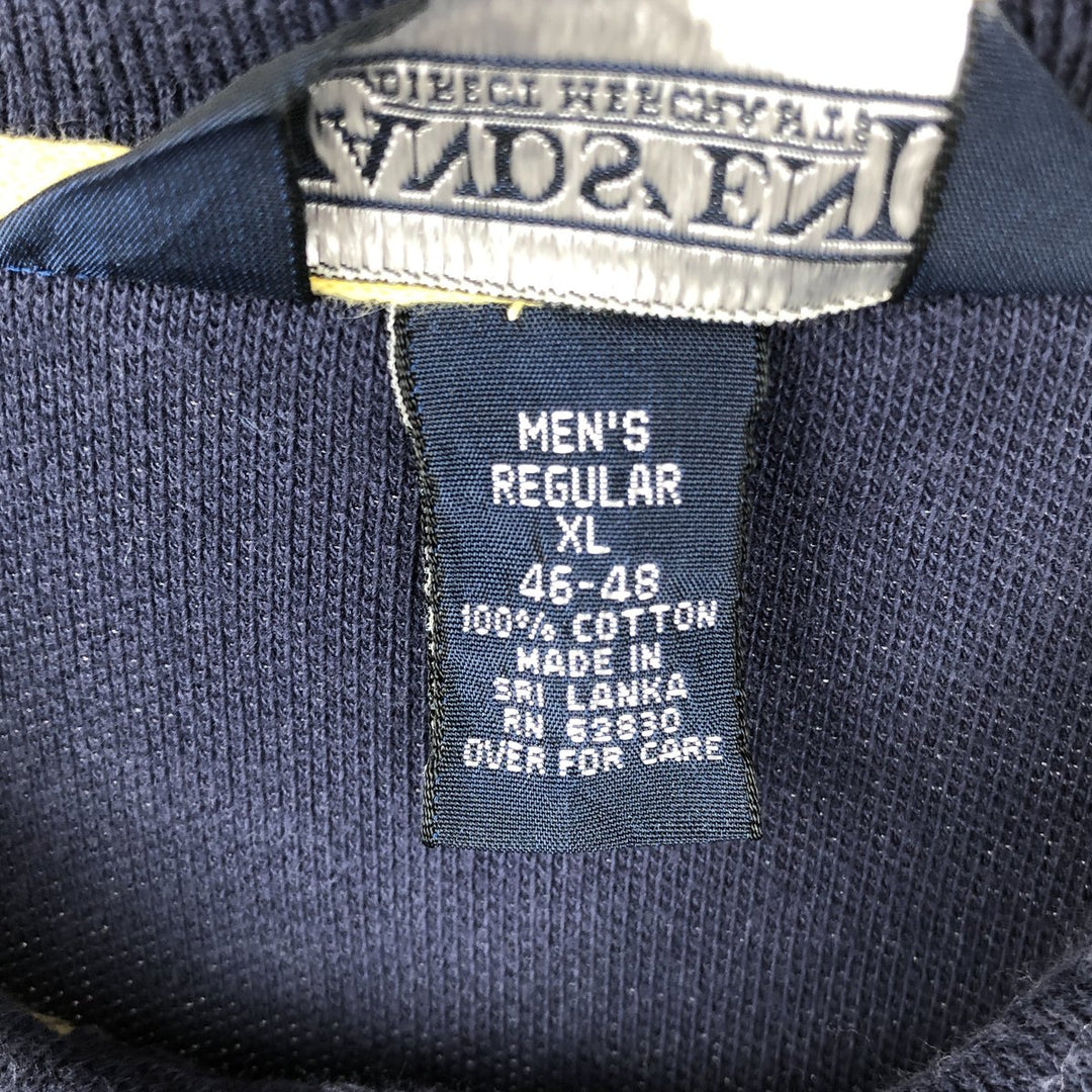 90s-era Lands' End Crazy Pattern Short-Sleeve Polo Shirt, Men's Size XL (Equivalent), Vintage cotton navy blue type Vintage Second Hand
