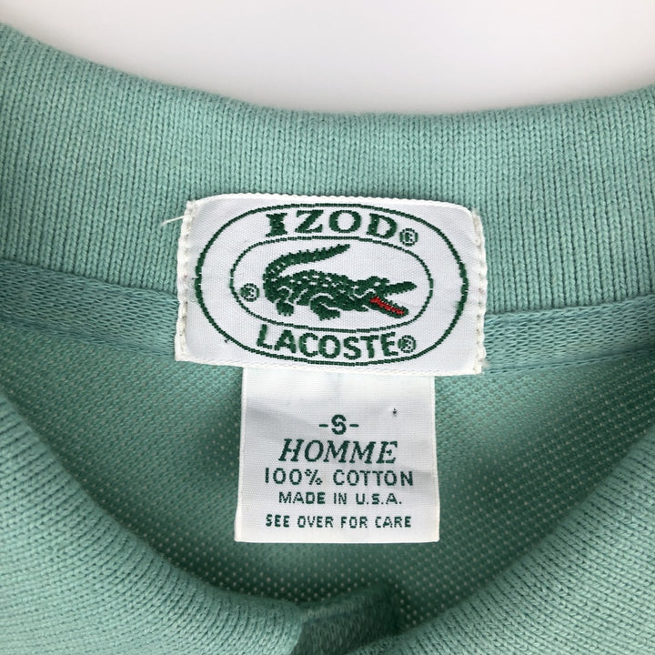 1980'S Lacoste IZOD Short-Sleeve Polo Shirt, Made in USA, Men's Size S (Equivalent), Vintage cotton green type yellow green Vintage Second Hand