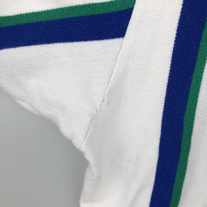 1980'S Ralph Lauren Chaps, Multi-Striped Short-Sleeve Polo Shirt, Men's Size L (Equivalent), Vintage cotton white type Vintage Second Hand
