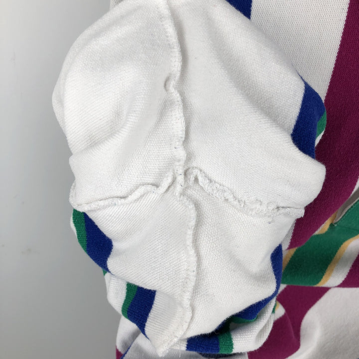 1980'S Ralph Lauren Chaps, Multi-Striped Short-Sleeve Polo Shirt, Men's Size L (Equivalent), Vintage cotton white type Vintage Second Hand