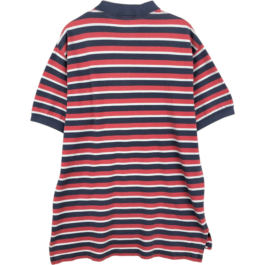Ralph Lauren POLO by Ralph Lauren Multi-border short sleeve striped polo shirt Men's size L cotton red type Vintage Second Hand