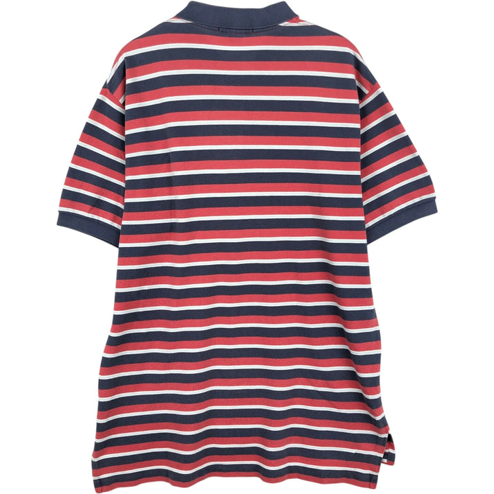 Ralph Lauren POLO by Ralph Lauren Multi-border short sleeve striped polo shirt Men's size L cotton red type Vintage Second Hand