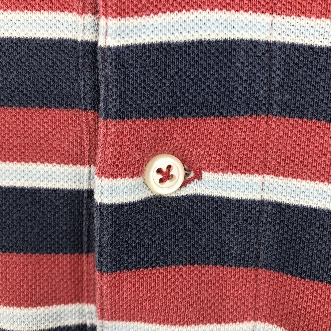 Ralph Lauren POLO by Ralph Lauren Multi-border short sleeve striped polo shirt Men's size L cotton red type Vintage Second Hand