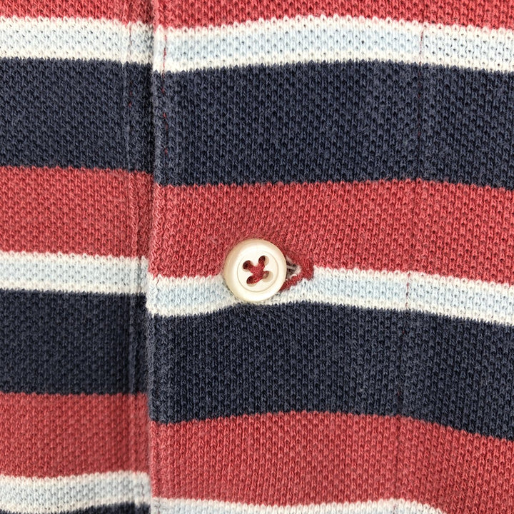 Ralph Lauren POLO by Ralph Lauren Multi-border short sleeve striped polo shirt Men's size L cotton red type Vintage Second Hand