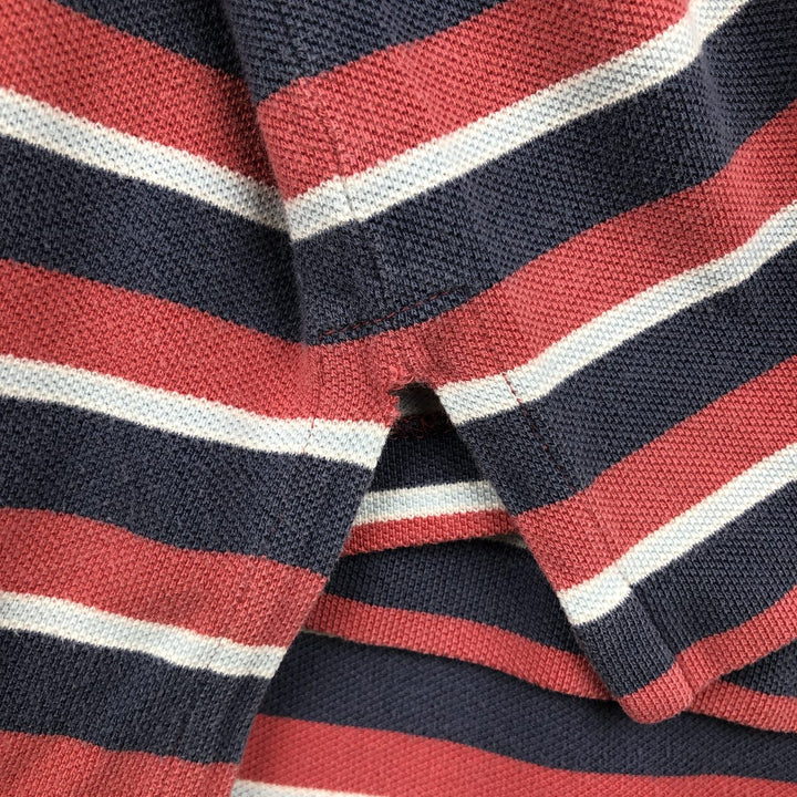 Ralph Lauren POLO by Ralph Lauren Multi-border short sleeve striped polo shirt Men's size L cotton red type Vintage Second Hand