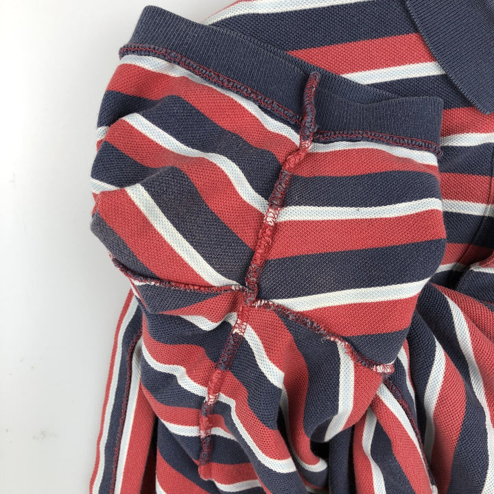 Ralph Lauren POLO by Ralph Lauren Multi-border short sleeve striped polo shirt Men's size L cotton red type Vintage Second Hand
