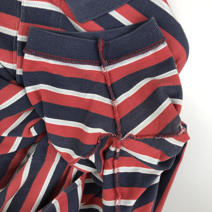 Ralph Lauren POLO by Ralph Lauren Multi-border short sleeve striped polo shirt Men's size L cotton red type Vintage Second Hand